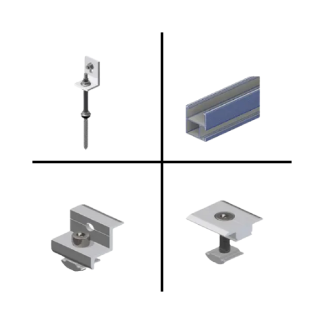 KIT INST. 04 MOD 570/620W (03 MOD 695W) FIBROCIMENTO 250MM (MADEIRA) - S/ PERFIL H38
